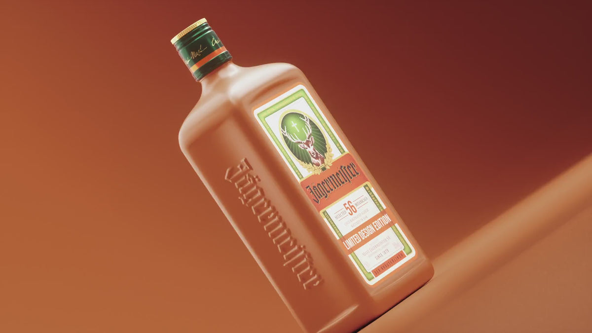 A video showcasing the Jägermeister x Pantone commercial limited edition bottle in the colour "Culture Orange".