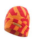 Red and orange patterned beanie with Jägermeister logo