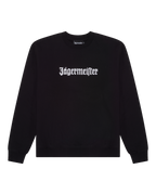 Black sweatshirt with white 'Jägermeister' wordmark