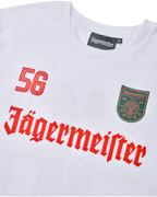 White longsleeve with Jägermeister branding, including numbers and logo.