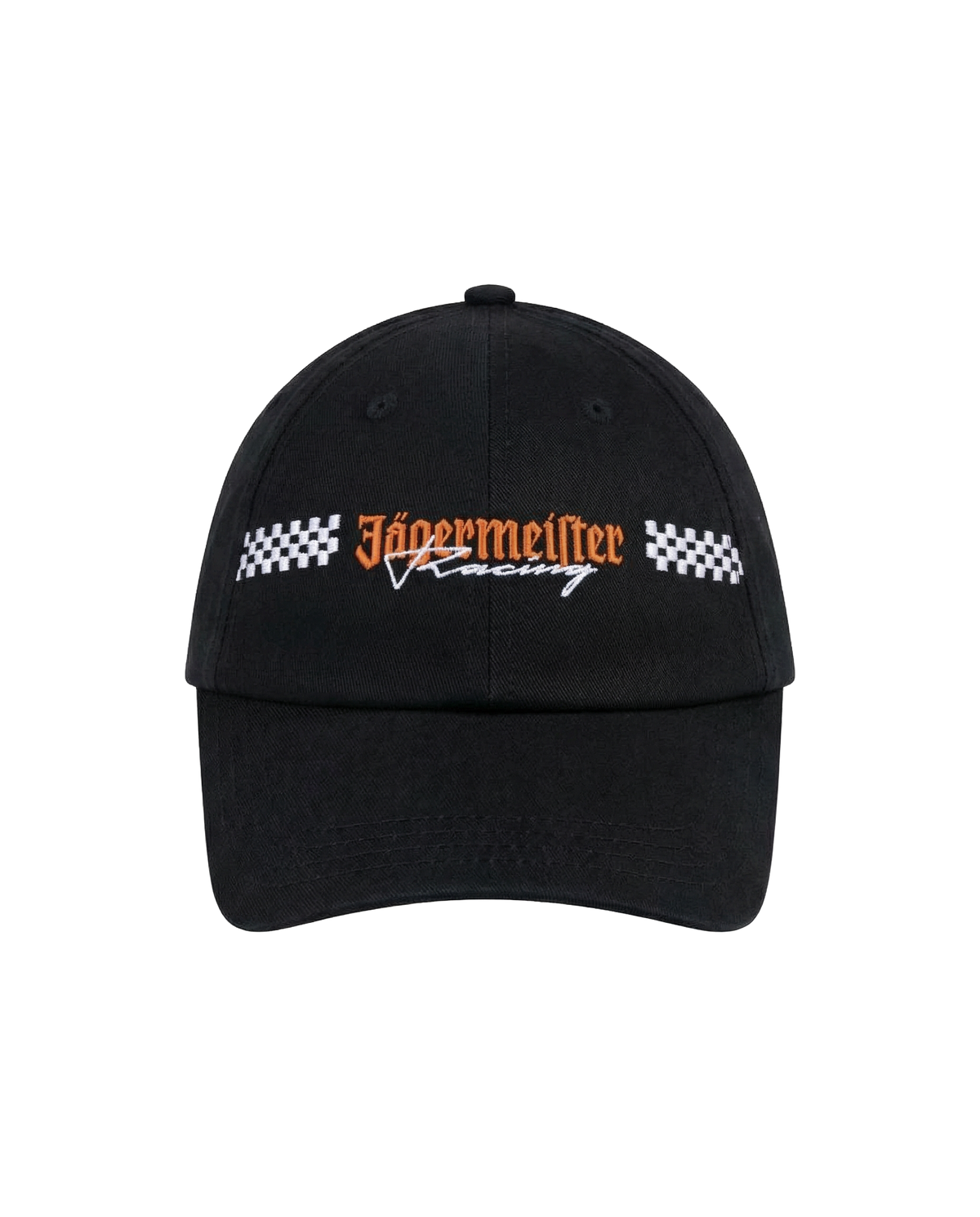 Black cap with Jägermeister Racing logo.