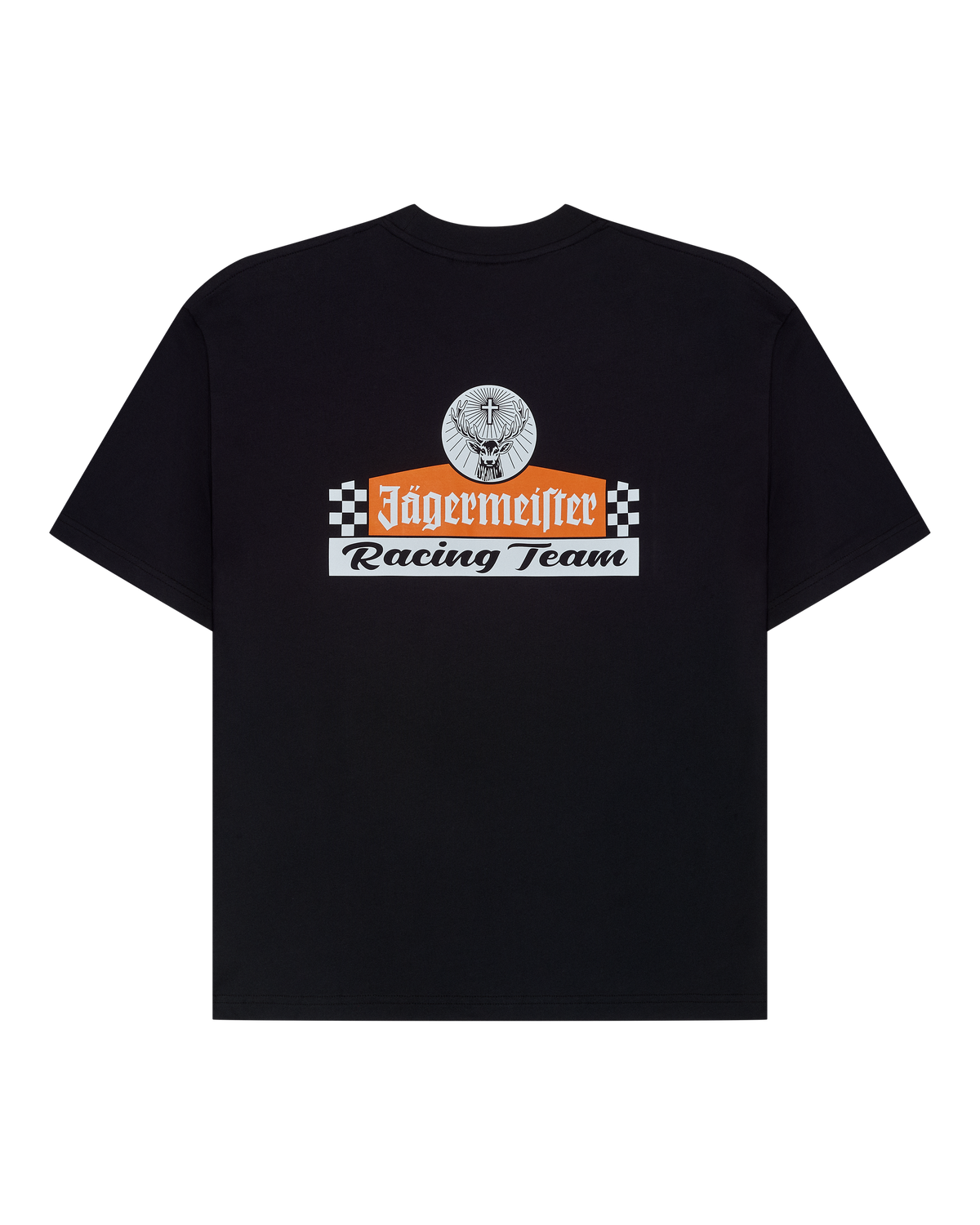 Black t-shirt with Jägermeister Racing Team logo on the back.