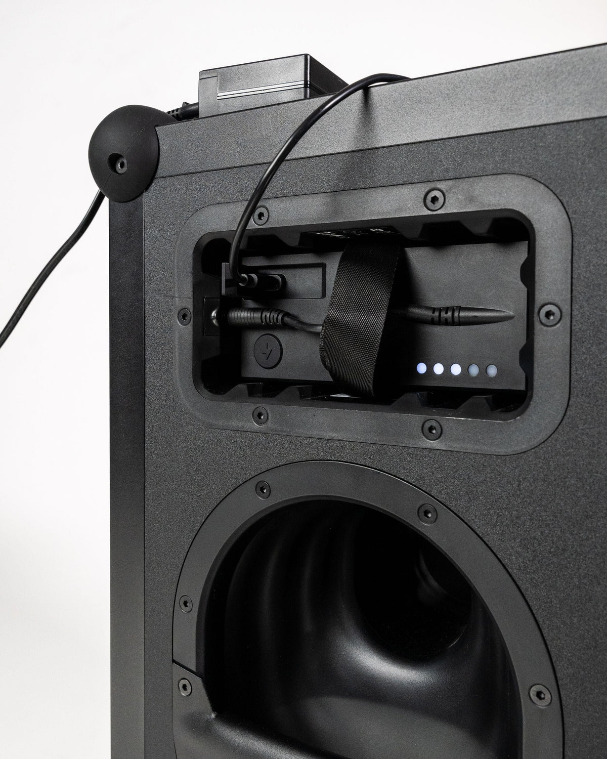 Black Soundboks speaker from the back