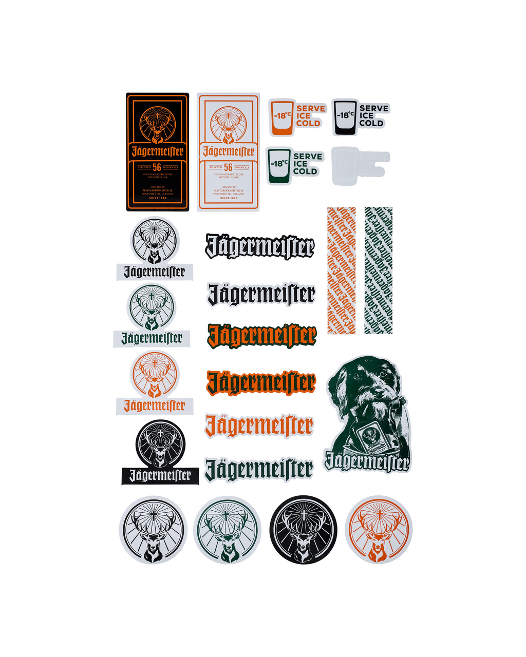 Coleção de logótipos e elementos de branding da Jägermeister 