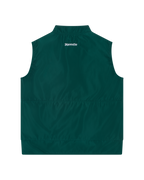 Green Jägermeister vest from the back with a white Jägermeister wordmark.