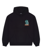 Black hoodie with a small Waldi graphic on the chest.