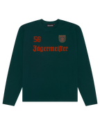 Green longsleeve with Jägermeister branding.