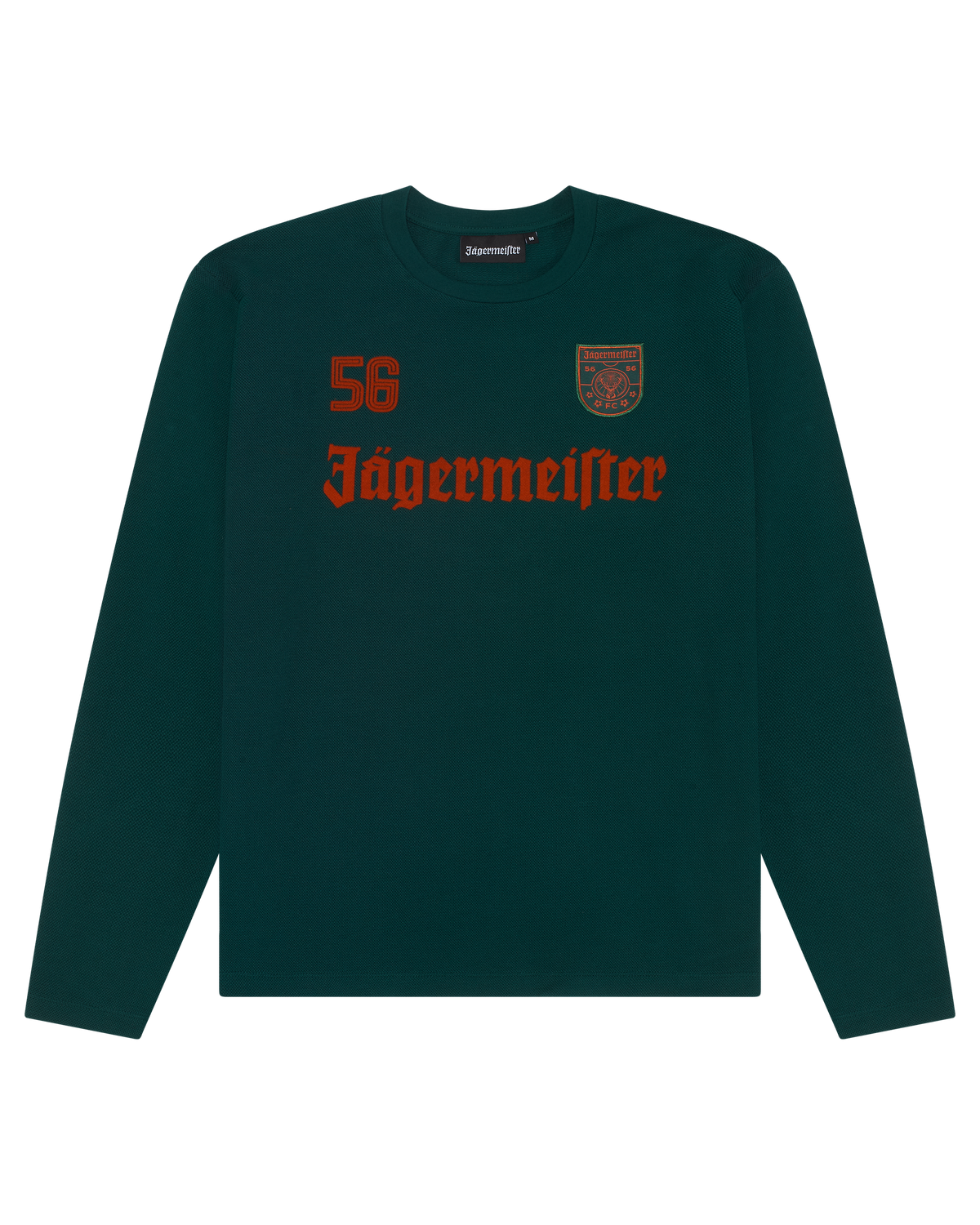 Green longsleeve with Jägermeister branding.